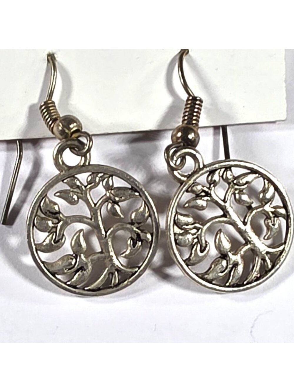 Tree Of Life Earrings Round Silver-Tone Dangle jewelry floral nature fairy